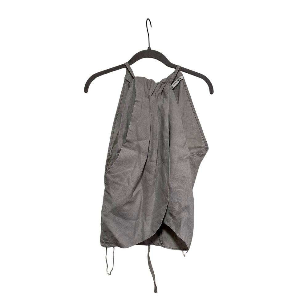 Zara Gray Halter Tie Back Linen Top S - Picture 2 of 8